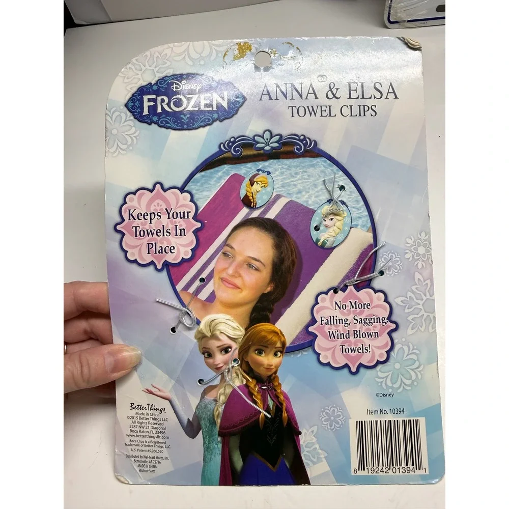 Disney Frozen Anna Elsa Beach Towel Clips 2 Pack Blue Lounge Chair Accessories